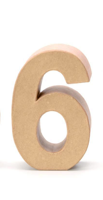 Papp-Zahl 6 17,5x5,5cm